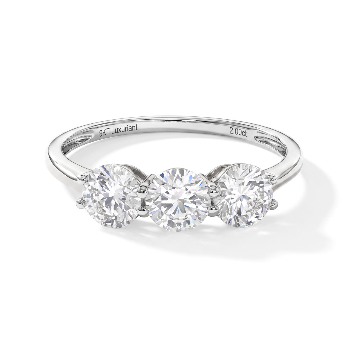 Luxuriant - 9K White Gold SGL Certified Lab Grown Diamond (VS-E-F) Trilogy Ring 2.00 Ct. 8759085 0