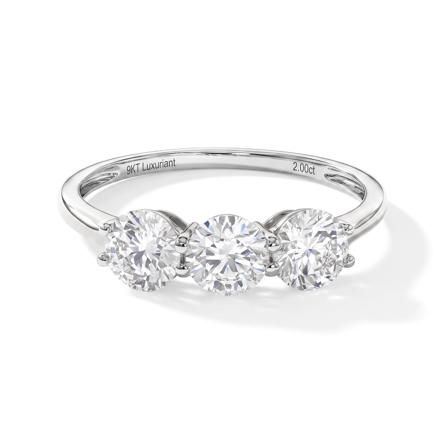 Luxuriant - 9K White Gold SGL Certified Lab Grown Diamond (VS-E-F) Trilogy Ring 2.00 Ct. 8759085 0