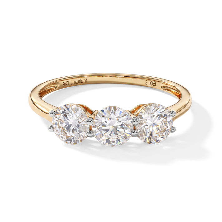 Luxuriant - 9K Yellow Gold SGL Certified Lab Grown Diamond (VS-E-F) Trilogy Ring 2.00 Ct. 8759110 1