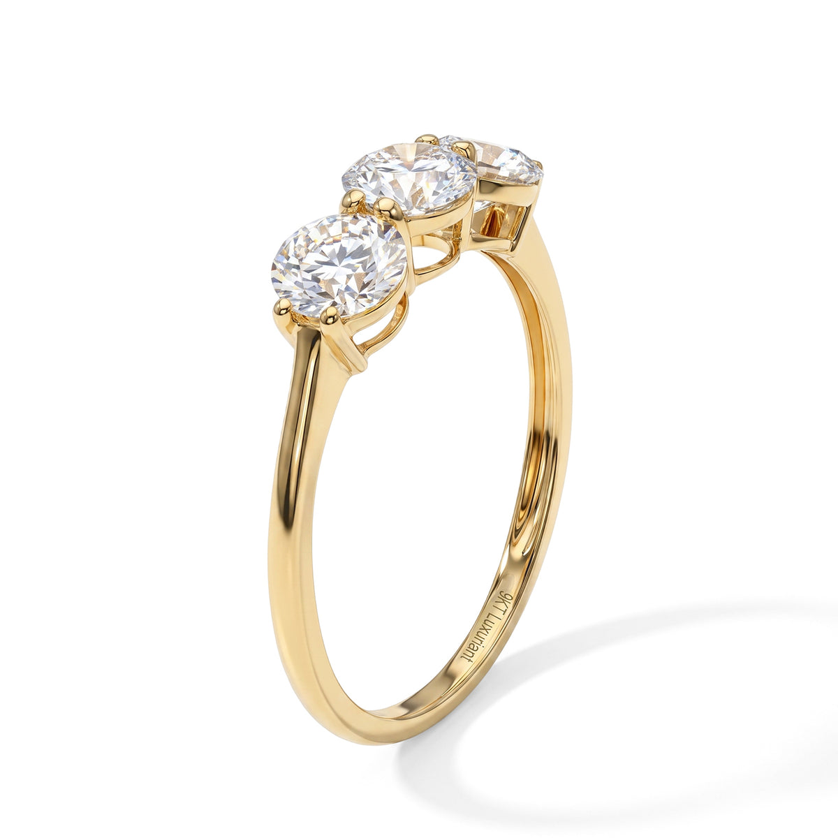 Luxuriant - 9K Yellow Gold SGL Certified Lab Grown Diamond (VS-E-F) Trilogy Ring 2.00 Ct. 8759111 3