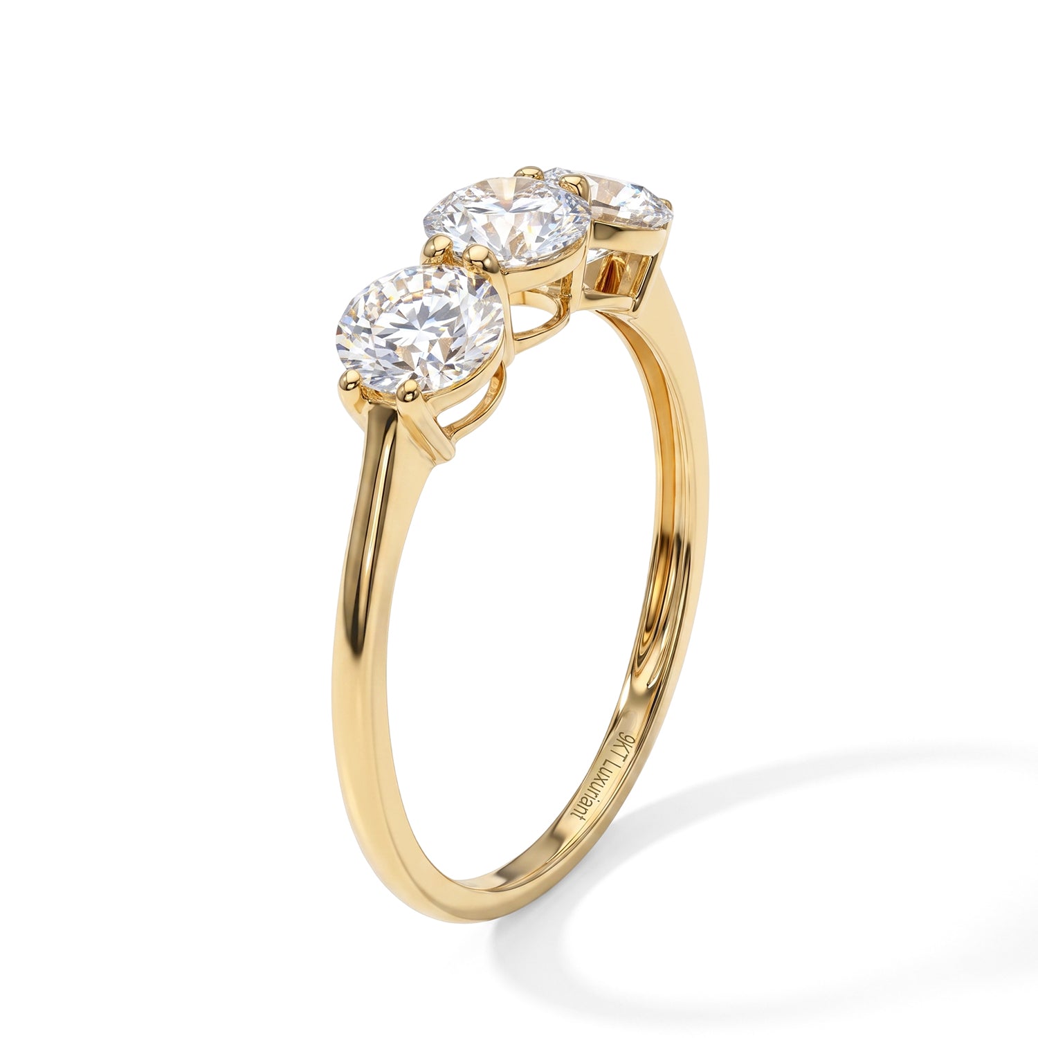 Luxuriant - 9K Yellow Gold SGL Certified Lab Grown Diamond (VS-E-F) Trilogy Ring 2.00 Ct. 8759111 3