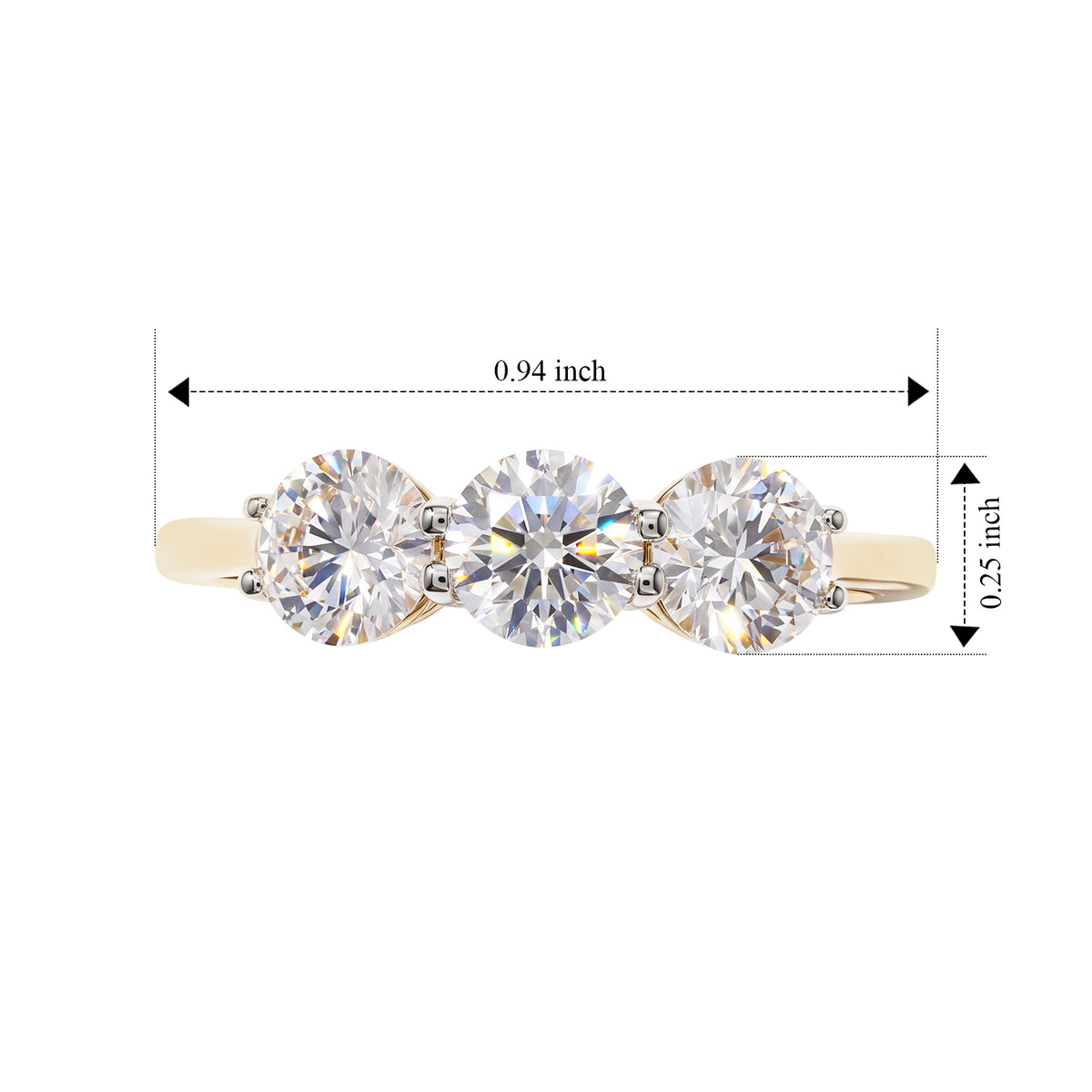 Luxuriant - 9K Yellow Gold SGL Certified Lab Grown Diamond (VS-E-F) Trilogy Ring 2.00 Ct. 8759111 6
