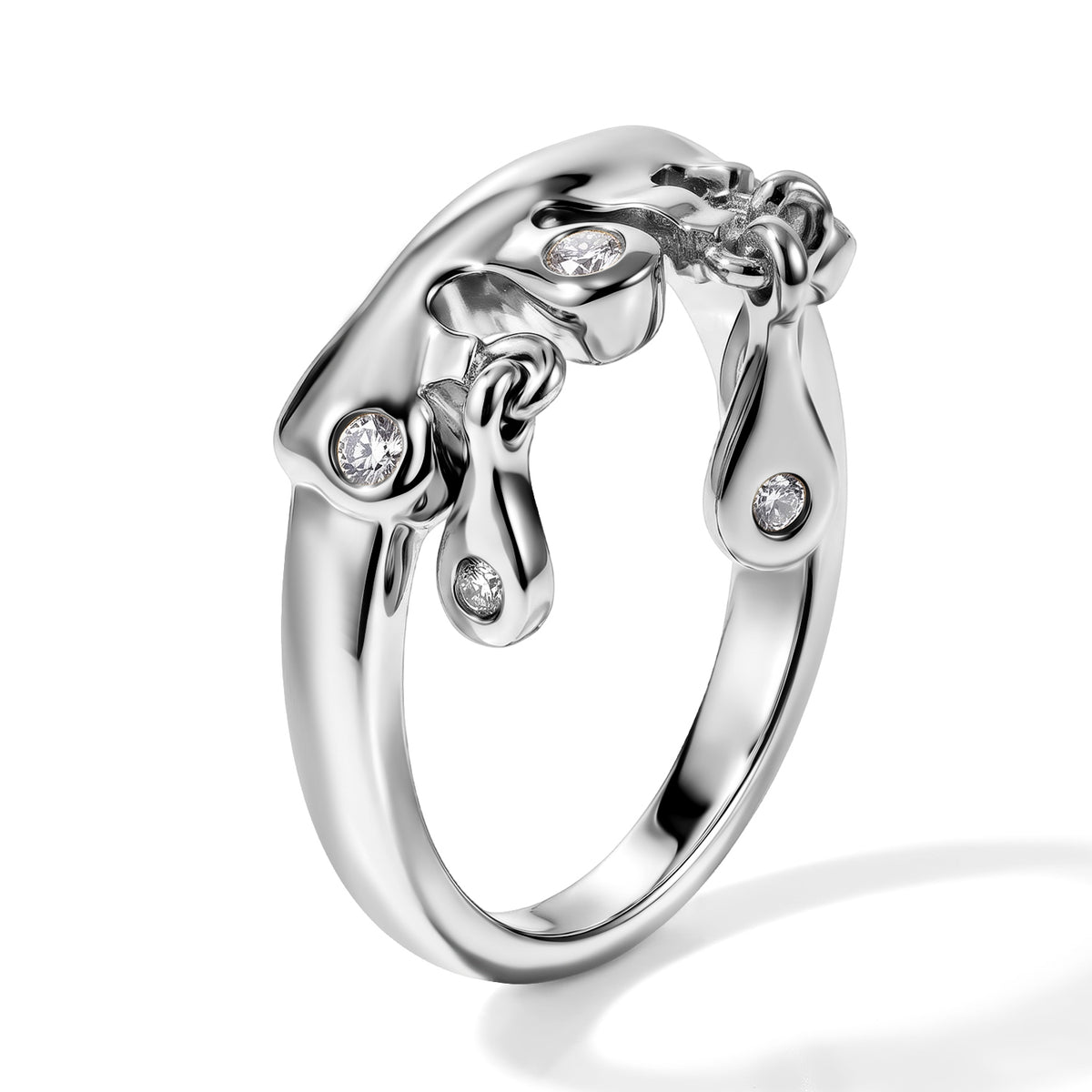 Lucy Q - Lab Grown Diamond (SI-G-H) Ring in Rhodium Overlay Sterling Silver 8759642 2