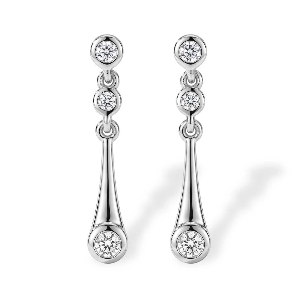 Lucy Q - Lab Grown Diamond (SI-G-H) Dangling Earring with Push Post in Rhodium Overlay Sterling Silver 8759651 0