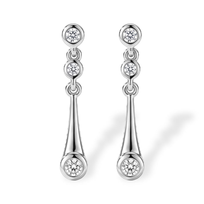 Lucy Q - Lab Grown Diamond (SI-G-H) Dangling Earring with Push Post in Rhodium Overlay Sterling Silver 8759651 1