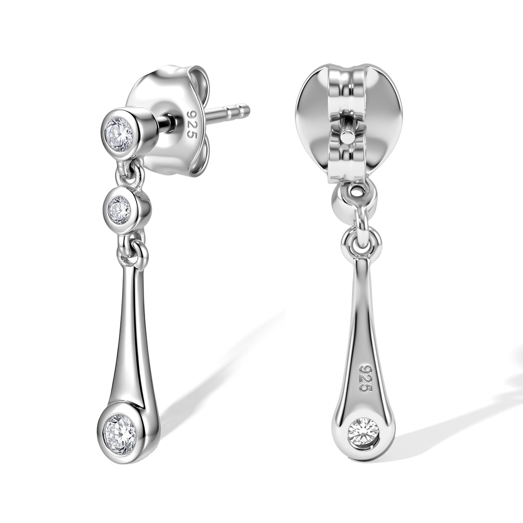 Lucy Q - Lab Grown Diamond (SI/G-H) Dangling Earring with Push Post in Rhodium Overlay Sterling Silver_8759651_3