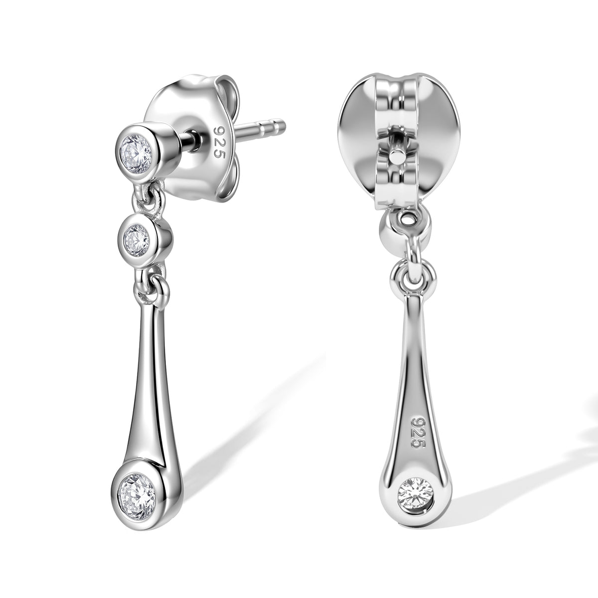 Lucy Q - Lab Grown Diamond (SI-G-H) Dangling Earring with Push Post in Rhodium Overlay Sterling Silver 8759651 2