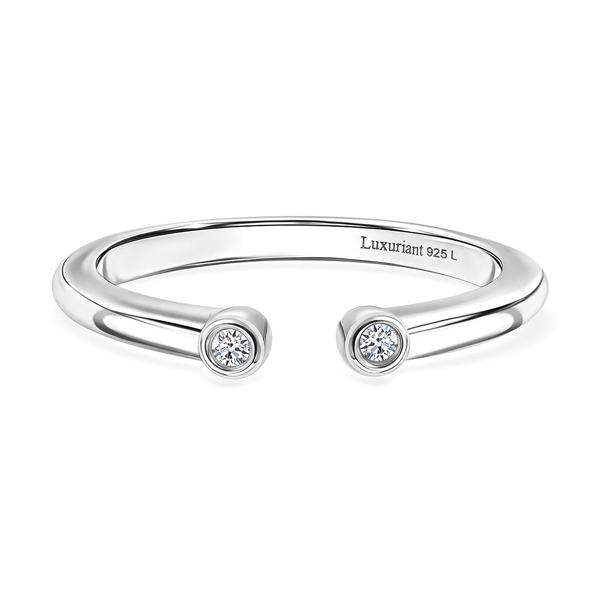 Luxuriant - Lab Grown Diamond (SI/G-H) Vertical Trilogy Band Ring in Rhodium Overlay Sterling Silver 8761087 0