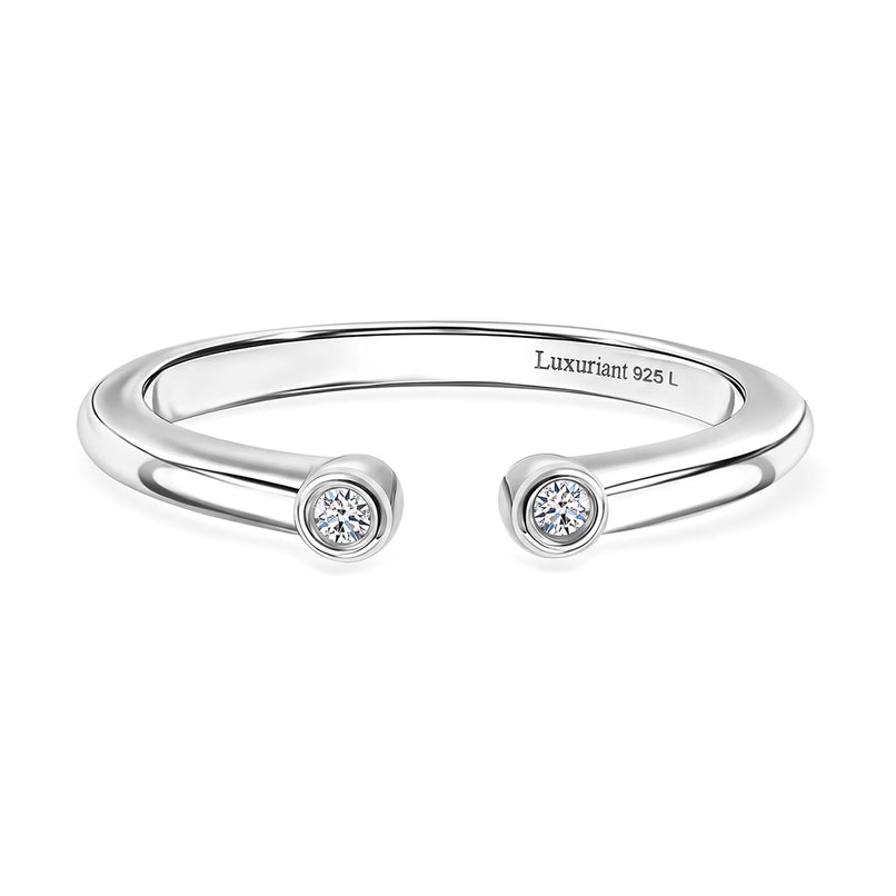 Luxuriant - Lab Grown Diamond (SI/G-H) Vertical Trilogy Band Ring in Rhodium Overlay Sterling Silver_8761087