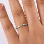Luxuriant - Lab Grown Diamond (SI/G-H) Vertical Trilogy Band Ring in Rhodium Overlay Sterling Silver_8761087_2