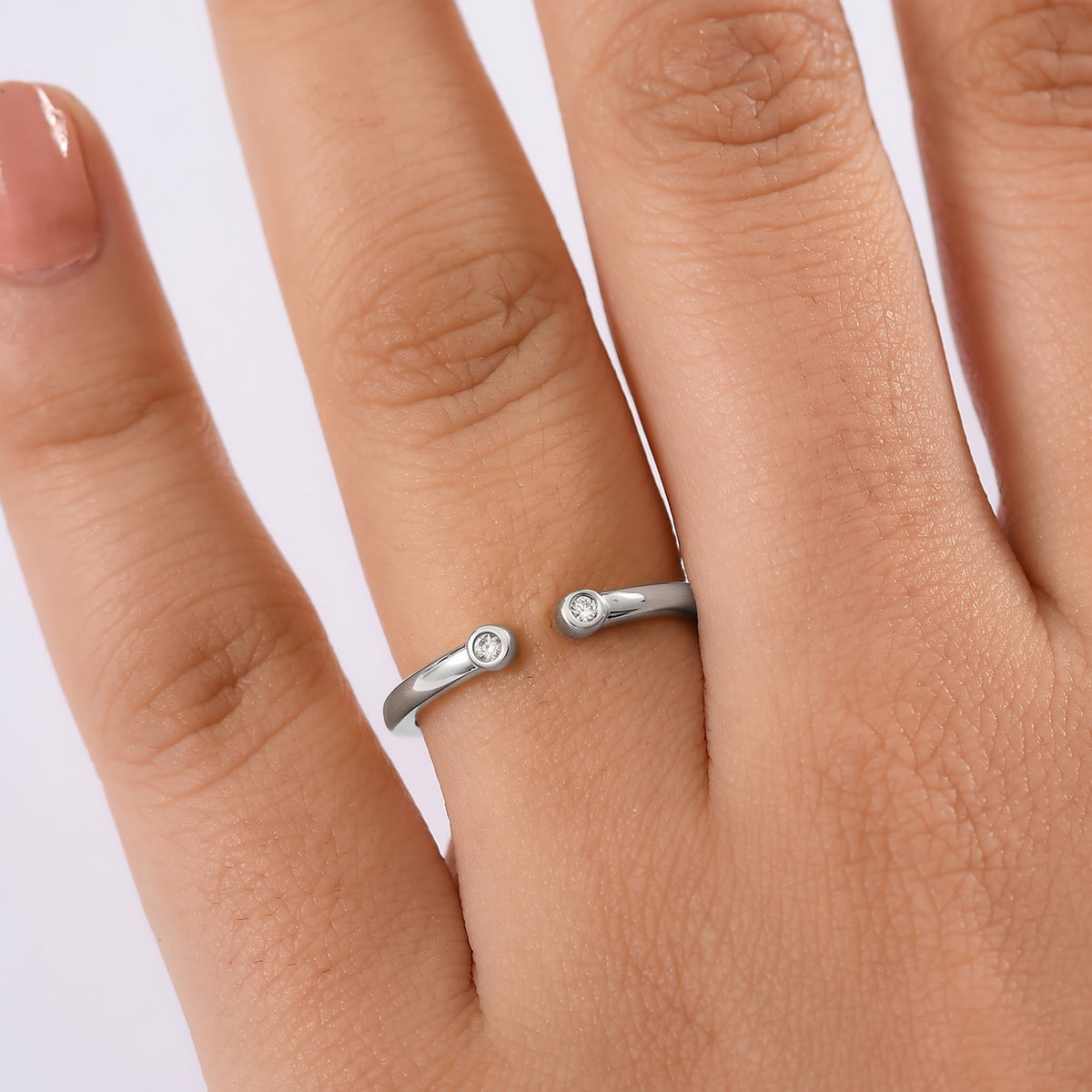 Luxuriant - Lab Grown Diamond (SI/G-H) Vertical Trilogy Band Ring in Rhodium Overlay Sterling Silver 8761087 3