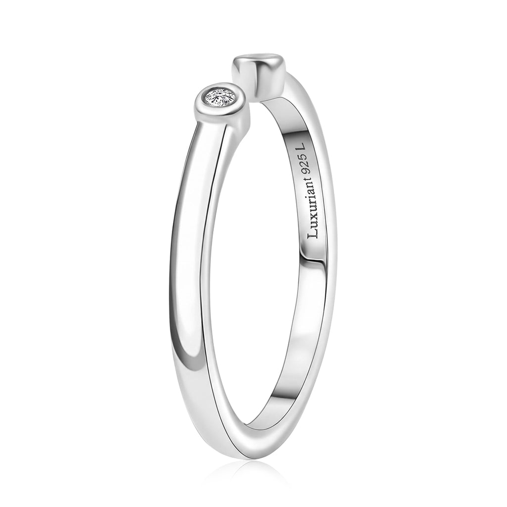 Luxuriant - Lab Grown Diamond (SI/G-H) Vertical Trilogy Band Ring in Rhodium Overlay Sterling Silver_8761087_3