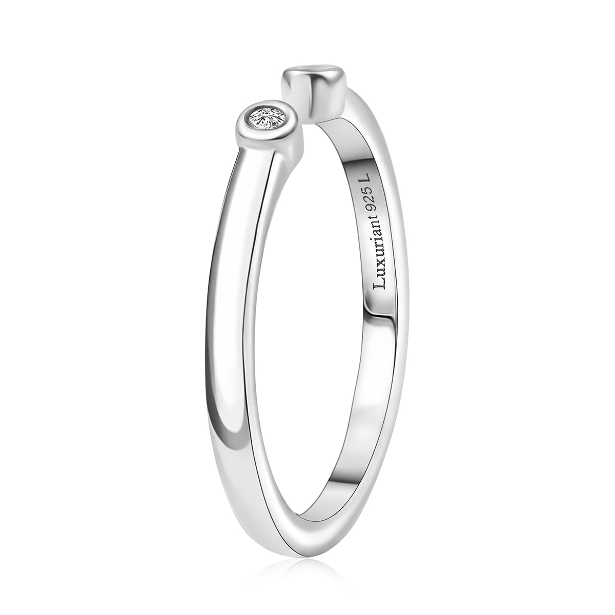 Luxuriant - Lab Grown Diamond (SI/G-H) Vertical Trilogy Band Ring in Rhodium Overlay Sterling Silver 8761087 4