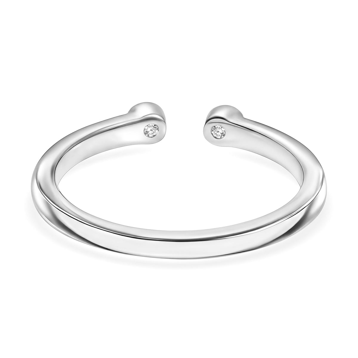 Luxuriant - Lab Grown Diamond (SI/G-H) Vertical Trilogy Band Ring in Rhodium Overlay Sterling Silver 8761087 5