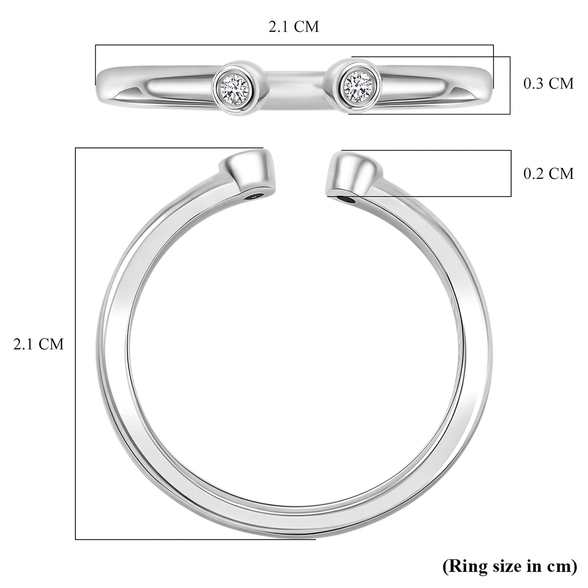 Luxuriant - Lab Grown Diamond (SI/G-H) Vertical Trilogy Band Ring in Rhodium Overlay Sterling Silver 8761087 6