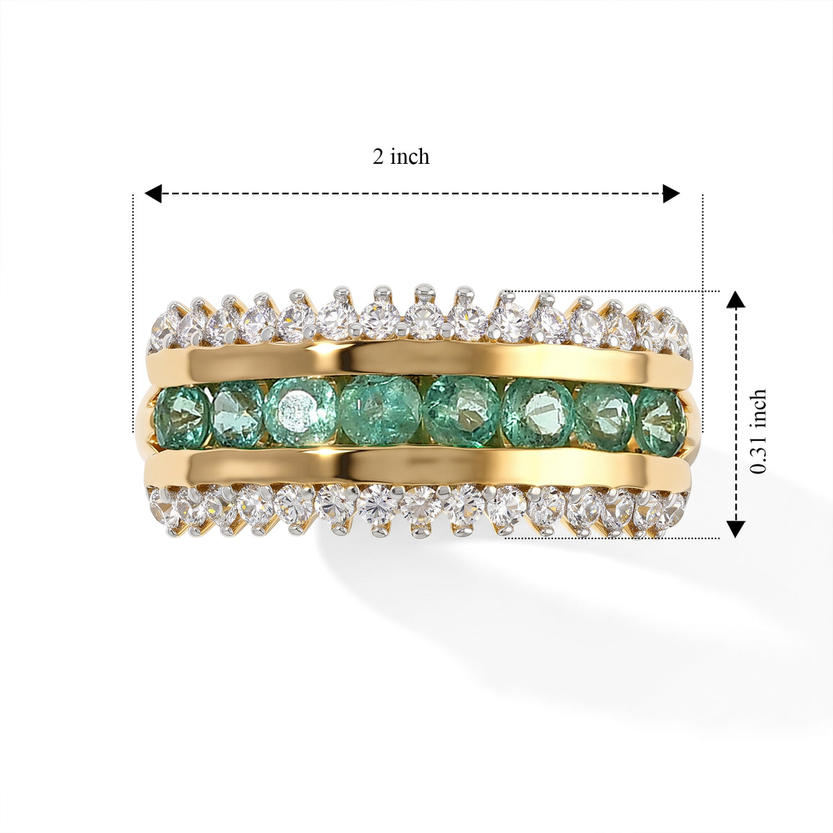 D'Joy Emerald, White Zircon Fancy Ring in 18K YG VermeilSterling Silver  0.926  Ct. 8761133 5