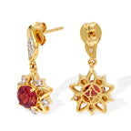 Luxuriant - Lab Created Padparadscha Sapphire & White Zircon Dangling Earring in Yellow Gold Plated Sterling Silver 3.00 Ct._8762091_3