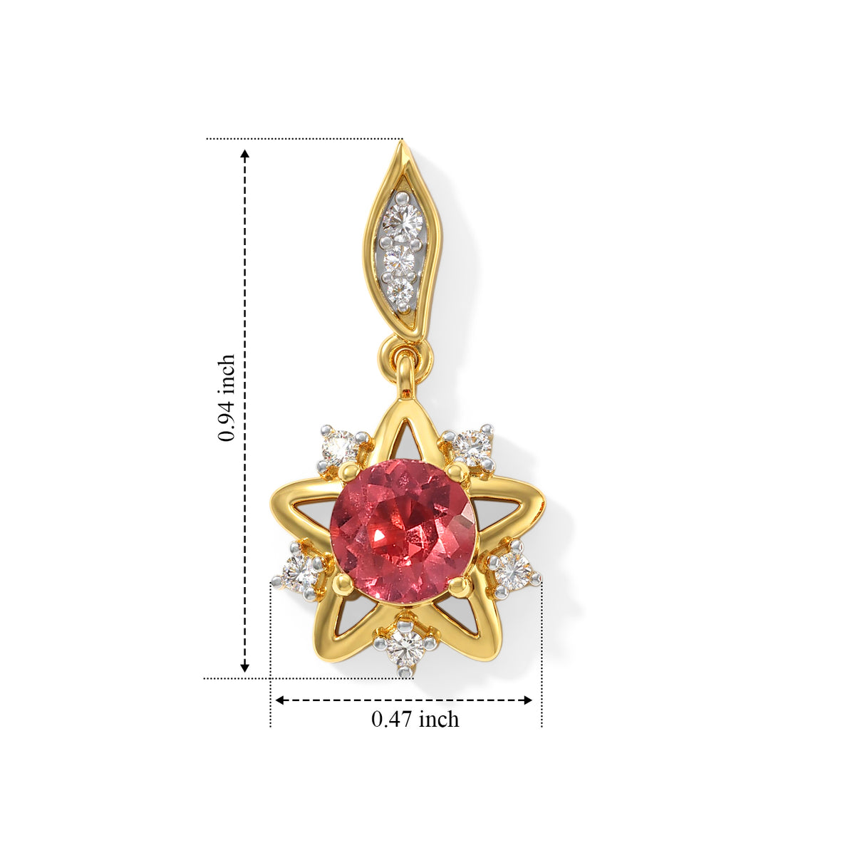 Luxuriant - Lab Created Padparadscha Sapphire &amp; White Zircon Dangling Earring in Yellow Gold Plated Sterling Silver 3.00 Ct. 8762091 4