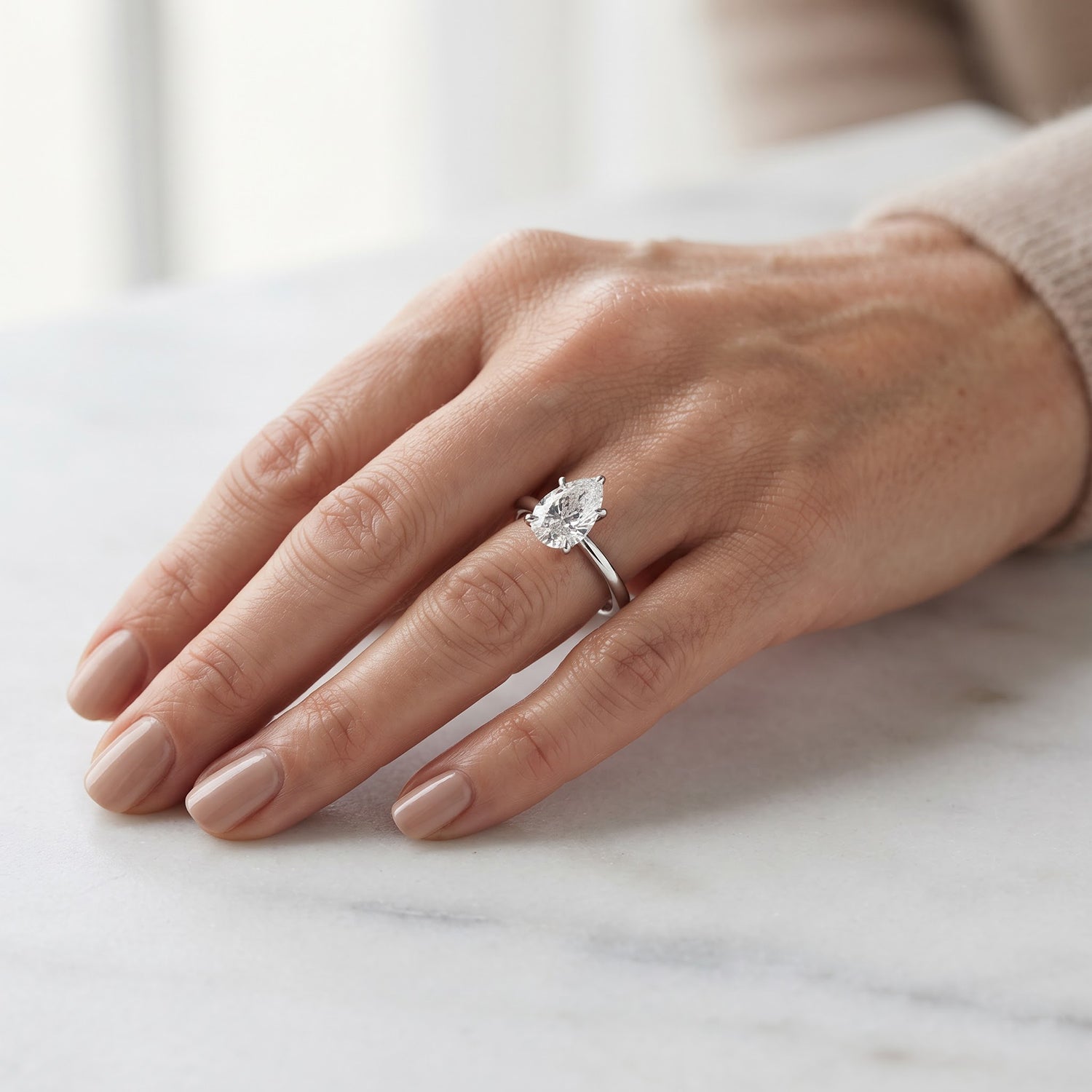 Luxuriant - 950 Platinum IGI Certified Lab Grown Diamond (D-IF) Pear Cut Solitaire Ring 1.05 Ct, Platinum Wt. 2.70 Gms 8762204 1