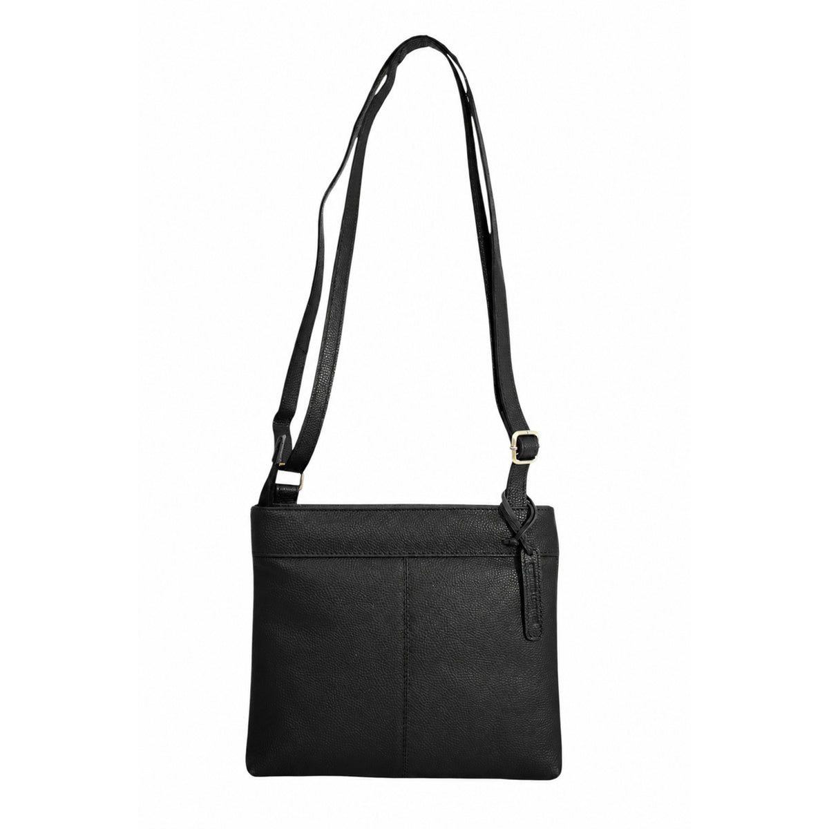 100% Full Grain Leather Crossbody Bag with Adjustable Shoulder Strap - Black V32640123 2