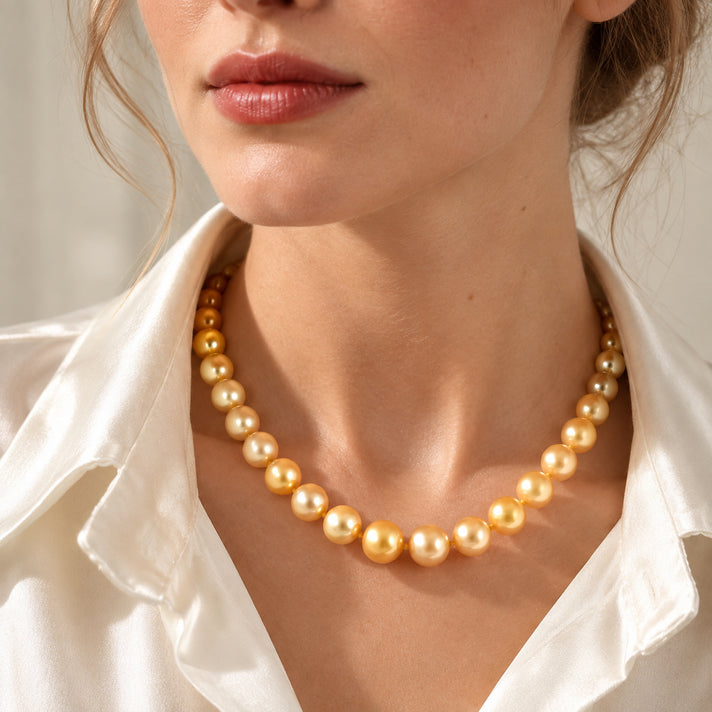 950 Platinum AAAA Golden South Sea Pearl Necklace (Size - 18), Platinum Wt.0.84 Gms  230.000  Ct. 8762572 2