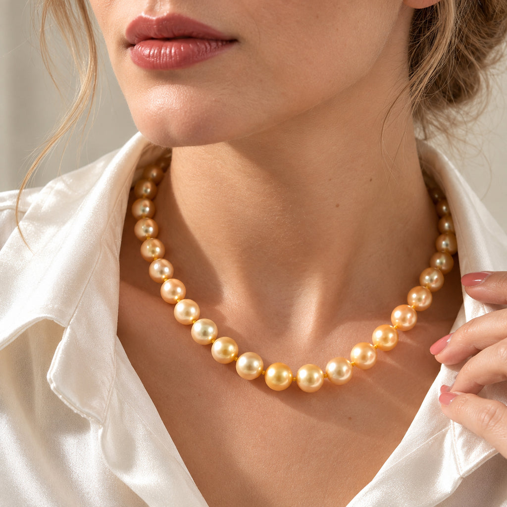 950 Platinum AAAA Golden South Sea Pearl Necklace (Size - 18), Platinum Wt.0.84 Gms  230.000  Ct._8762572_2