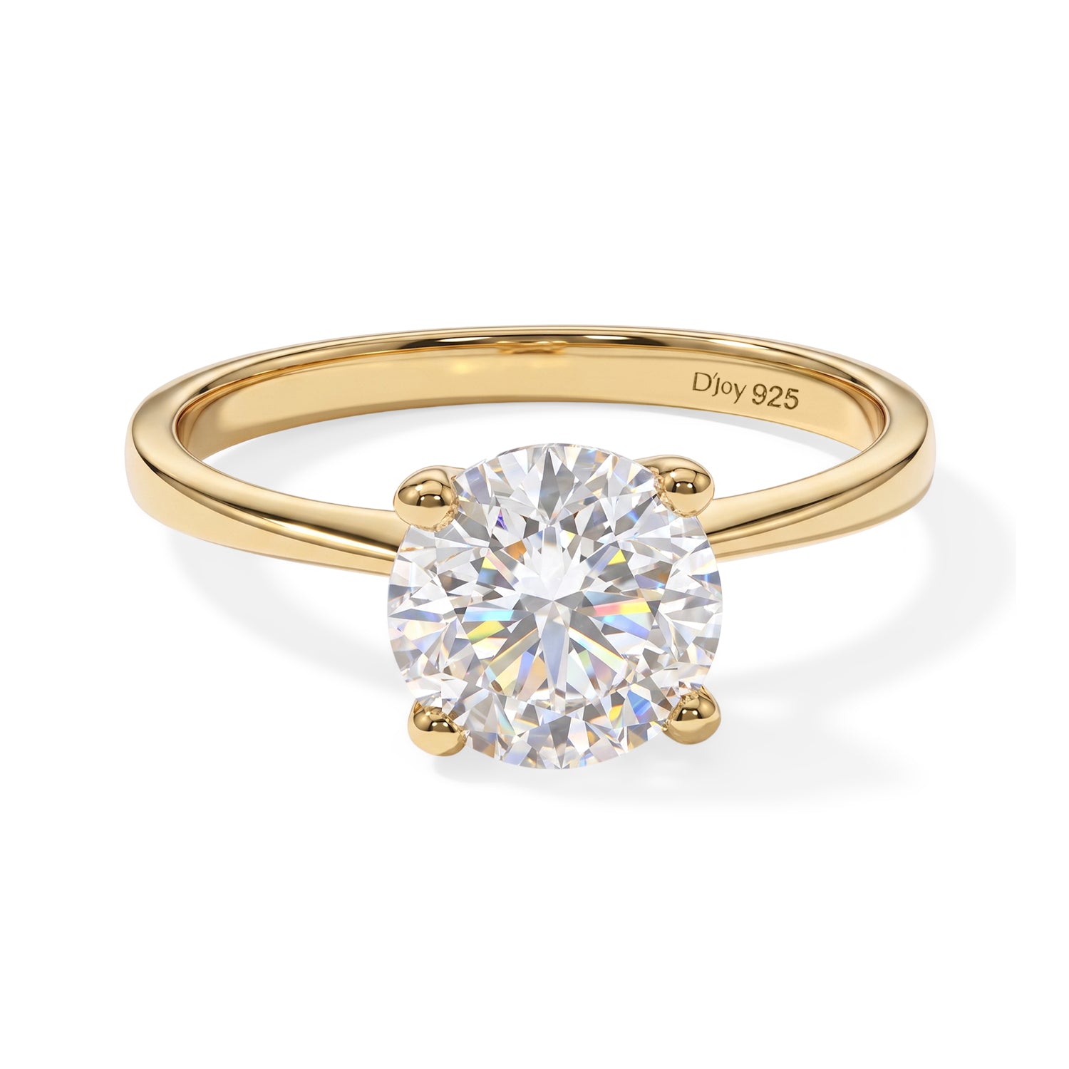 D'Joy -  Moissanite (VS) Solitaire Ring in 18K Vermeil Yellow Gold Plated Sterling Silver 2.00 Ct. 8762780 0
