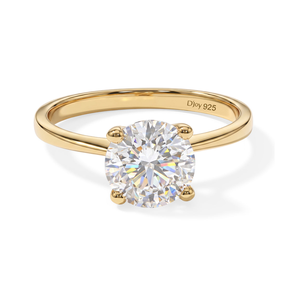D'Joy -  Moissanite (VS) Solitaire Ring in 18K Vermeil Yellow Gold Plated Sterling Silver 2.00 Ct. 8762786 0