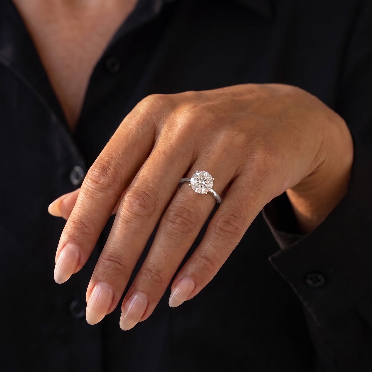 D'Joy - Moissanite (VS) Solitaire Ring in Platinum Overlay Sterling Silver 2.00 Ct. 8762789 1