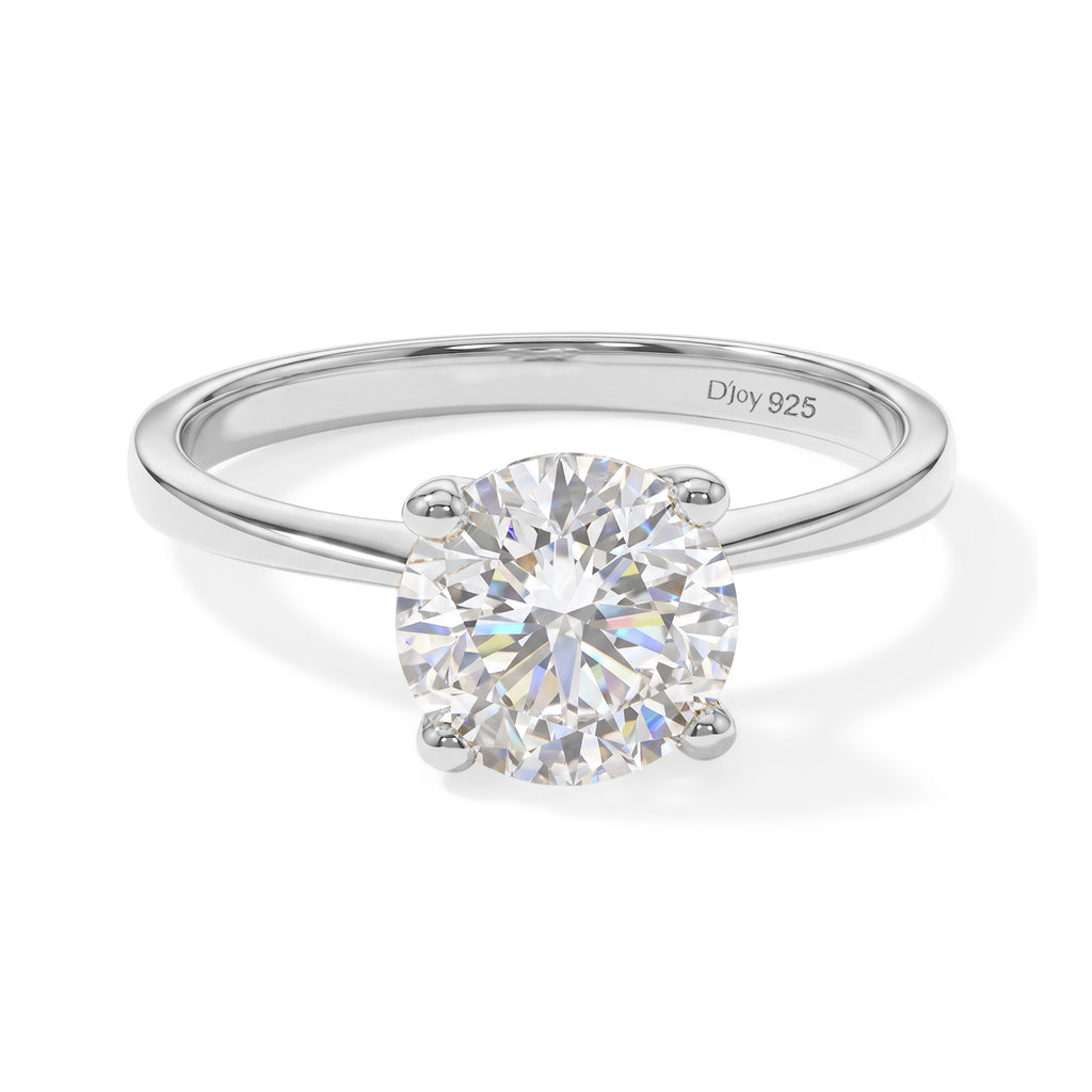 D'Joy - Moissanite (VS) Solitaire Ring in Platinum Overlay Sterling Silver 2.00 Ct._8762790