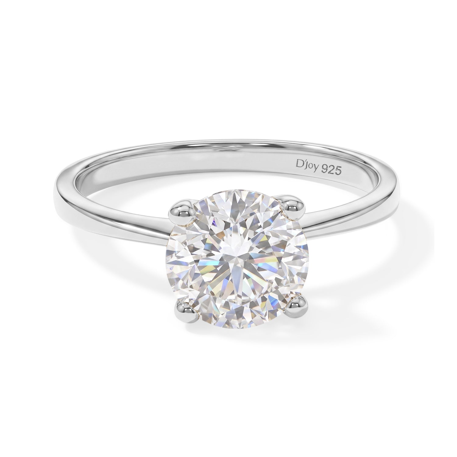 D'Joy - Moissanite (VS) Solitaire Ring in Platinum Overlay Sterling Silver 2.00 Ct. 8762790 0