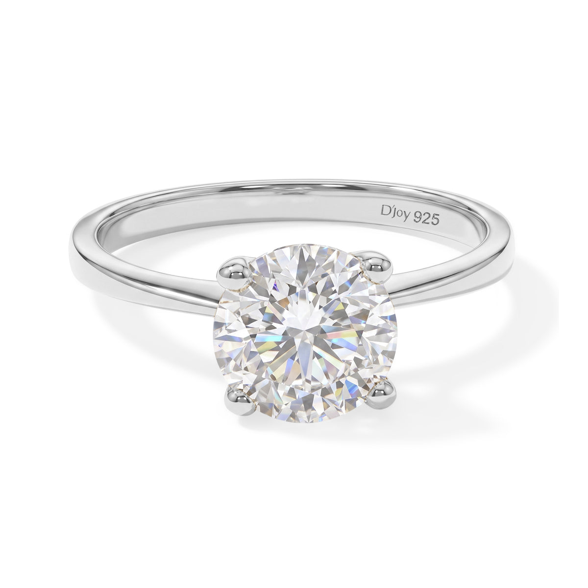 D'Joy - Moissanite (VS) Solitaire Ring in Platinum Overlay Sterling Silver 2.00 Ct. 8762796 0