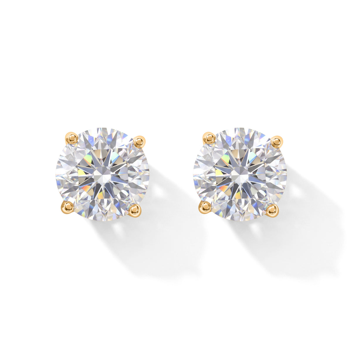 D'Joy - Moissanite (D, VS) Solitaire Stud Earring with Push Back in 18K Vermeil Yellow Gold Plated Sterling Silver 2.00 Ct. V32718319 0
