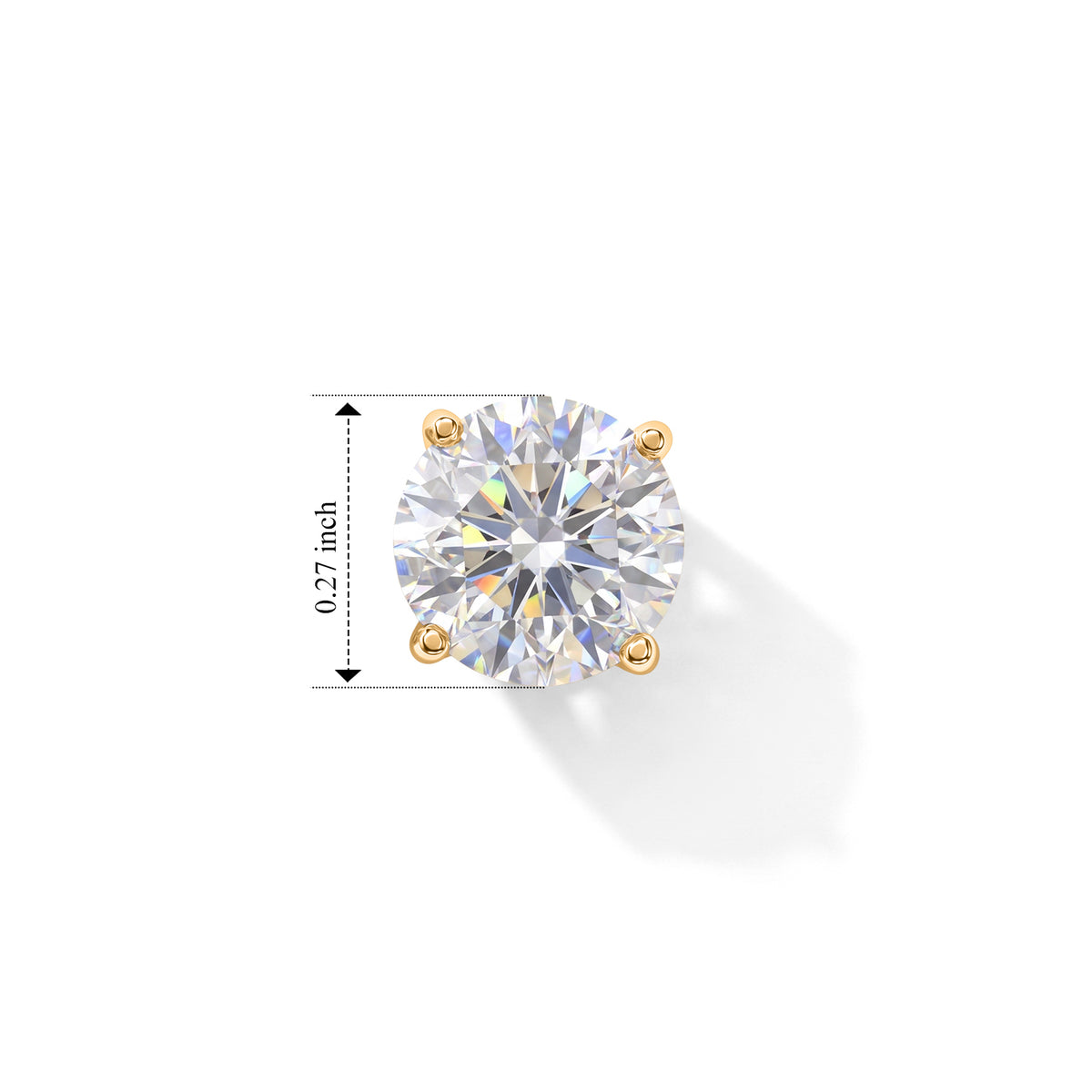 D'Joy - Moissanite (D, VS) Solitaire Stud Earring with Push Back in 18K Vermeil Yellow Gold Plated Sterling Silver 2.00 Ct. V32718319 4