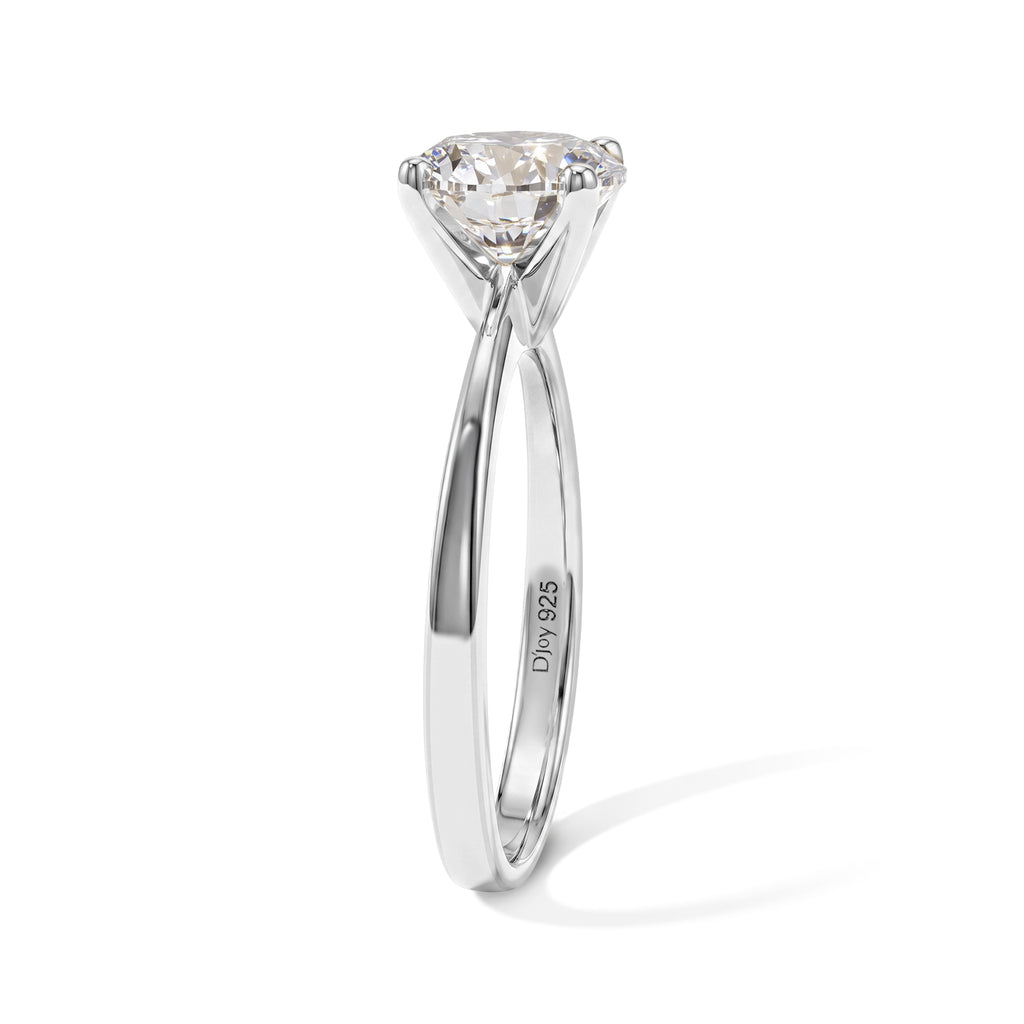 D'Joy - Moissanite (VS) Solitaire Ring in Platinum Overlay Sterling Silver 2.00 Ct._8762855_3