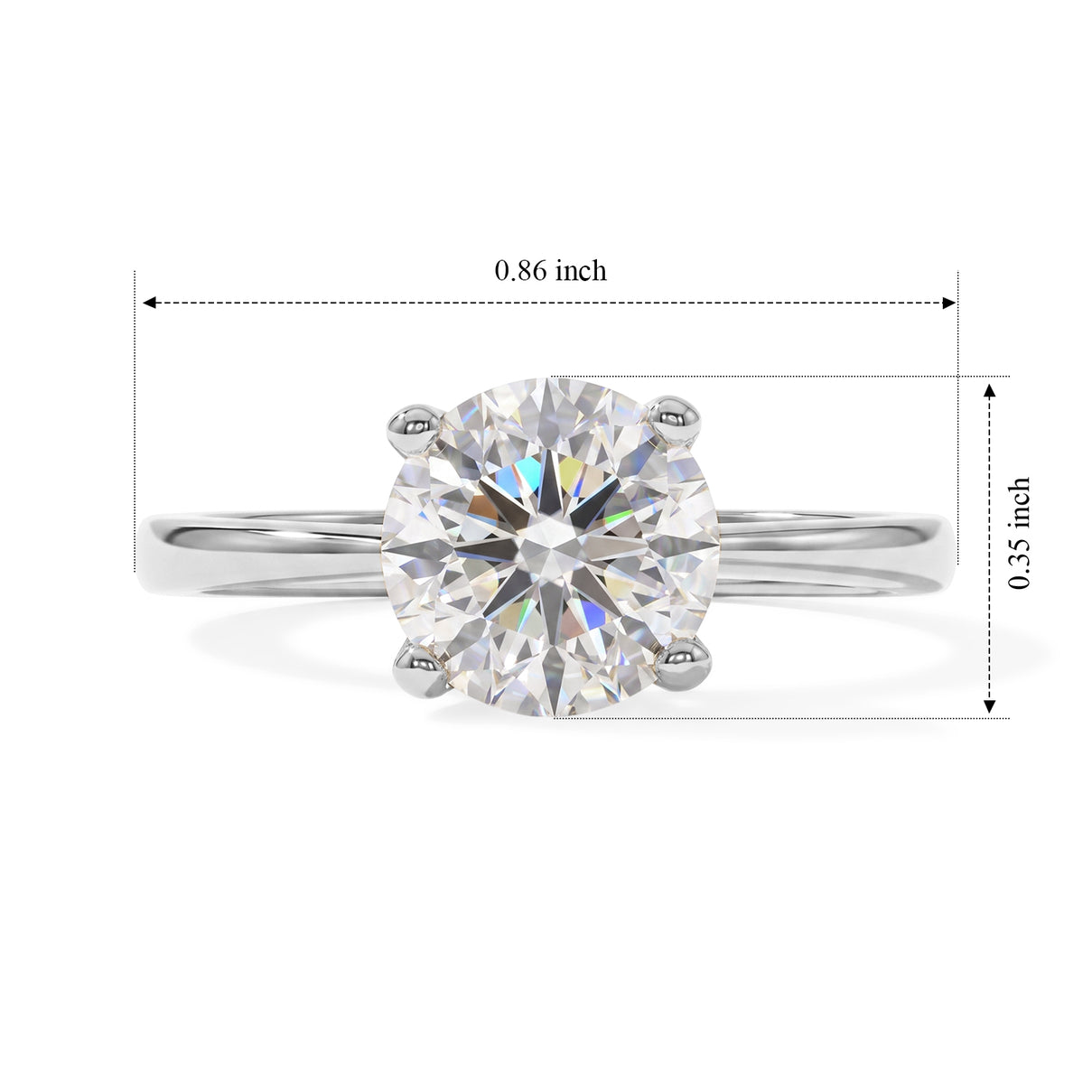 D'Joy - Moissanite (VS) Solitaire Ring in Platinum Overlay Sterling Silver 2.00 Ct. 8762855 5