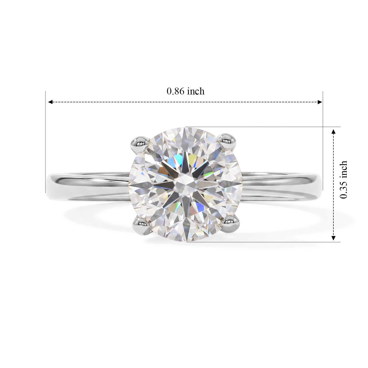 D'Joy - Moissanite (VS) Solitaire Ring in Platinum Overlay Sterling Silver 2.00 Ct. 8762855 5