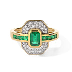 Luxuriant, Emerald , Lab Grown Diamond Main Stone With Side Stone Ring in 18K YG Vermeil Sterling Silver 1.21 ct  1.162  Ct._8762871