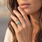 Luxuriant, Emerald , Lab Grown Diamond Main Stone With Side Stone Ring in 18K YG Vermeil Sterling Silver 1.21 ct  1.162  Ct._8762871_2