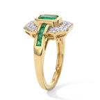 Luxuriant, Emerald , Lab Grown Diamond Main Stone With Side Stone Ring in 18K YG Vermeil Sterling Silver 1.21 ct  1.162  Ct._8762871_3