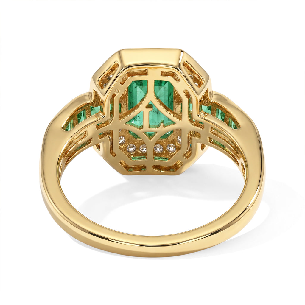 Luxuriant, Emerald , Lab Grown Diamond Main Stone With Side Stone Ring in 18K YG Vermeil Sterling Silver 1.21 ct  1.162  Ct._8762871_4