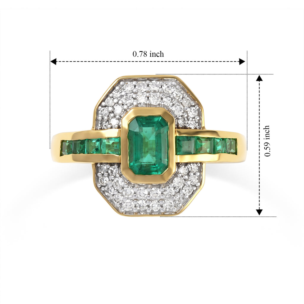 Luxuriant, Emerald , Lab Grown Diamond Main Stone With Side Stone Ring in 18K YG Vermeil Sterling Silver 1.21 ct  1.162  Ct._8762871_5