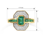 Luxuriant, Emerald , Lab Grown Diamond Main Stone With Side Stone Ring in 18K YG Vermeil Sterling Silver 1.21 ct  1.162  Ct._8762871_5