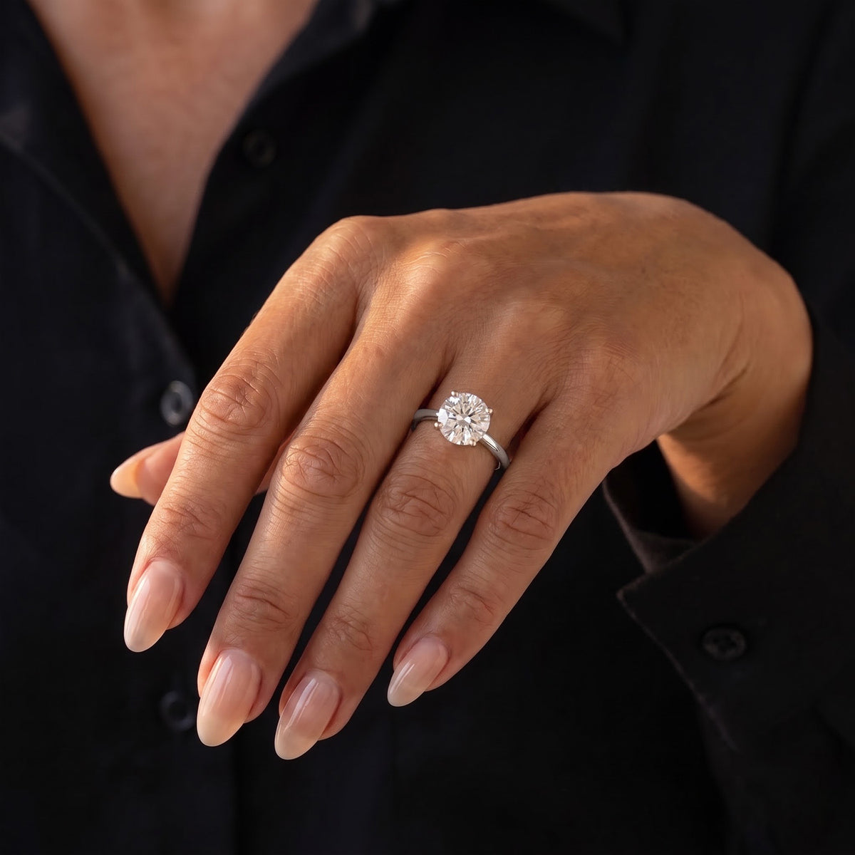 D'Joy - Moissanite (VS) Solitaire Ring in Platinum Overlay Sterling Silver 2.00 Ct. 8762872 1