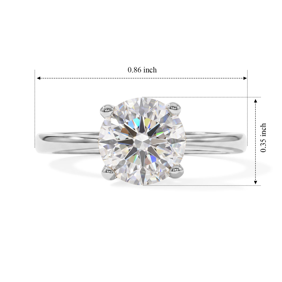 D'Joy - Moissanite (VS) Solitaire Ring in Platinum Overlay Sterling Silver 2.00 Ct. 8762872 5