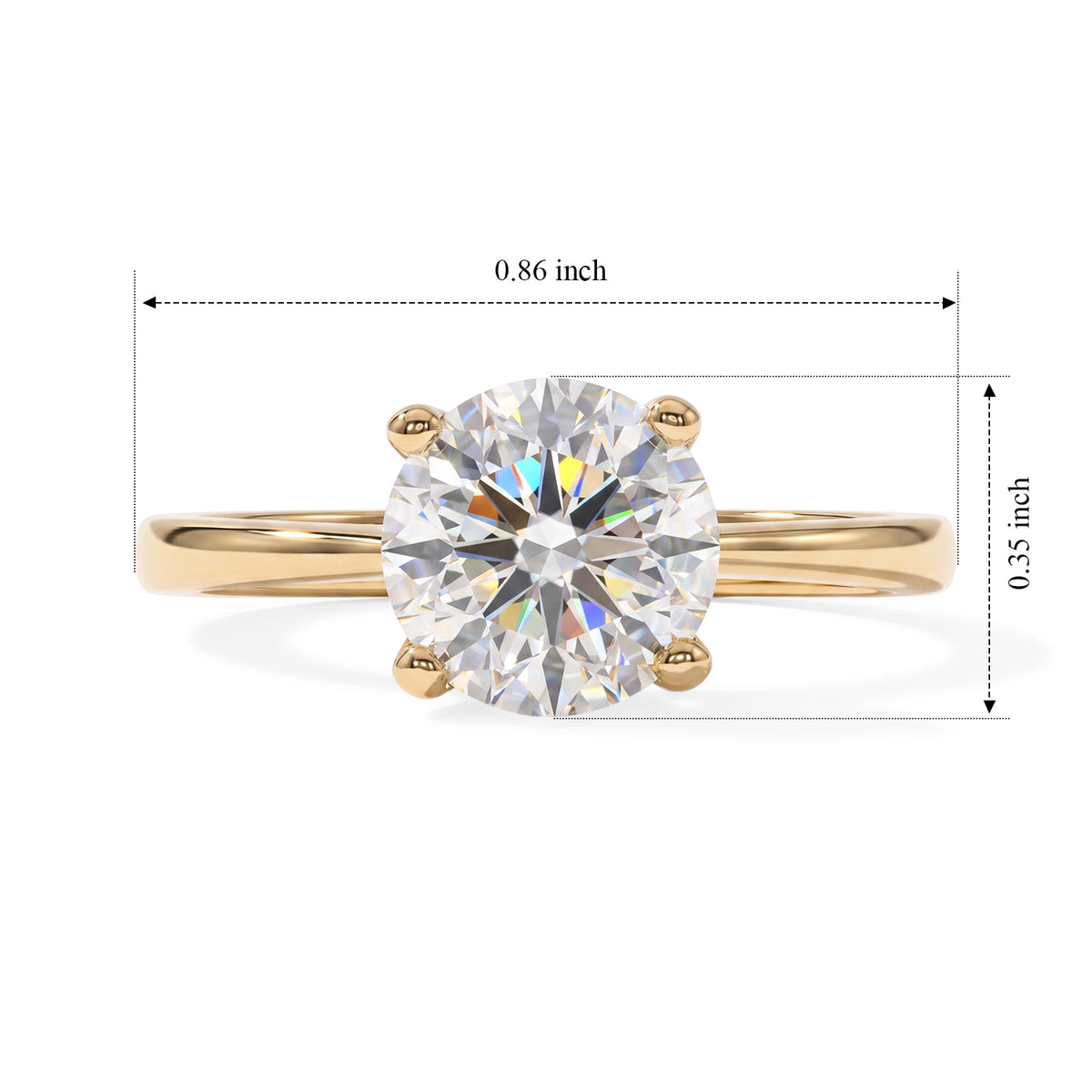 D'Joy -  Moissanite (VS) Solitaire Ring in 18K Vermeil Yellow Gold Plated Sterling Silver 2.00 Ct. 8762873 5