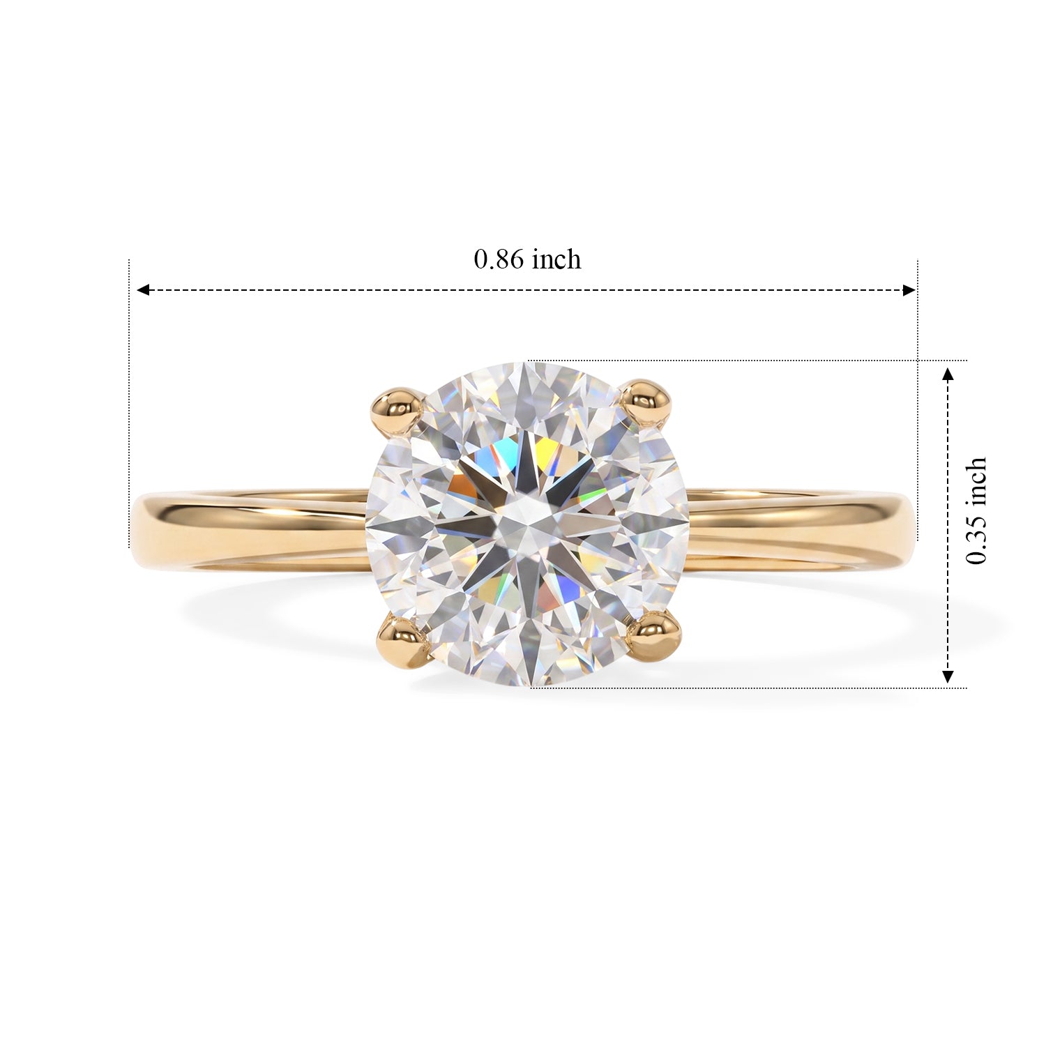 D'Joy -  Moissanite (VS) Solitaire Ring in 18K Vermeil Yellow Gold Plated Sterling Silver 2.00 Ct. 8762876 5