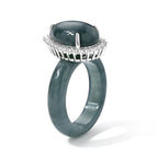 D'Joy Olmec Jadeite, White Zircon Main Stone With Surrounding Stone Ring in Rhodium OverlaySterling Silver  19.440  Ct._8762954_3