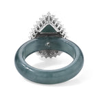 D'Joy Olmec Jadeite, White Zircon Main Stone With Surrounding Stone Ring in Rhodium OverlaySterling Silver  19.440  Ct._8762954_4