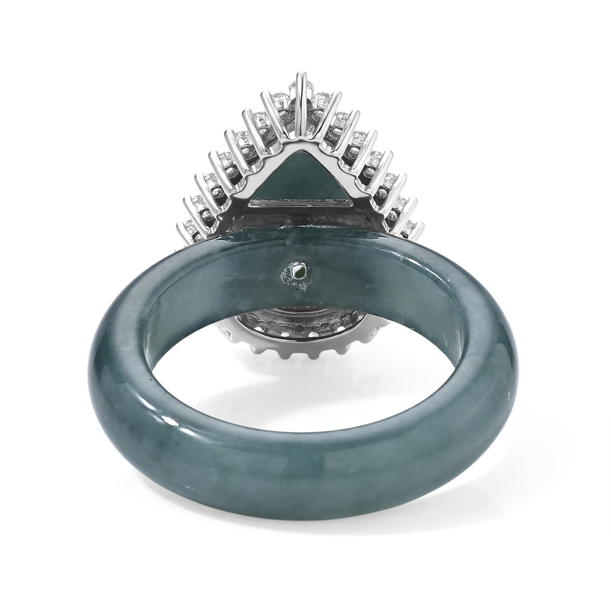 D'Joy Olmec Jadeite, White Zircon Main Stone With Surrounding Stone Ring in Rhodium OverlaySterling Silver  19.440  Ct. 8762954 4